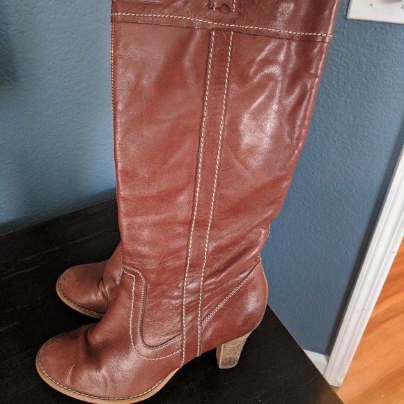 Women's brown leather boots size 8.5 Mark Fisher - Picture 1 of 7